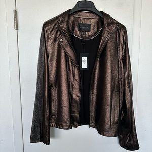 Neiman Marcus | NEW Bronze Leather Jacket size Large